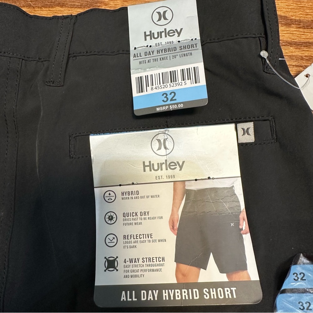 Hurley Black Hybrid Performance Shorts